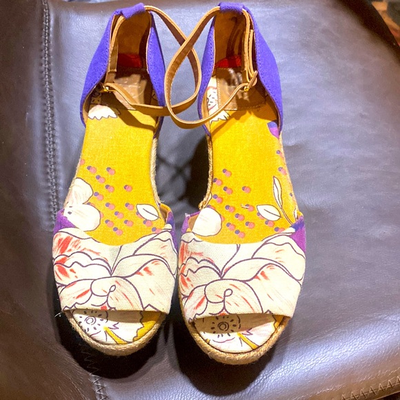 Tory Burch Elodi Sherri Wedge Espadrilles 9M - Picture 1 of 7